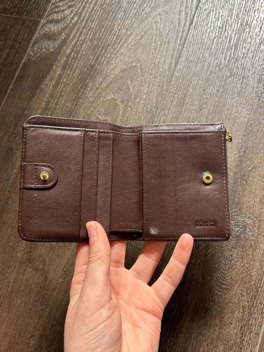 Coach brown leather wallet #leather #luxury  Coach snap wallet crafted from refi